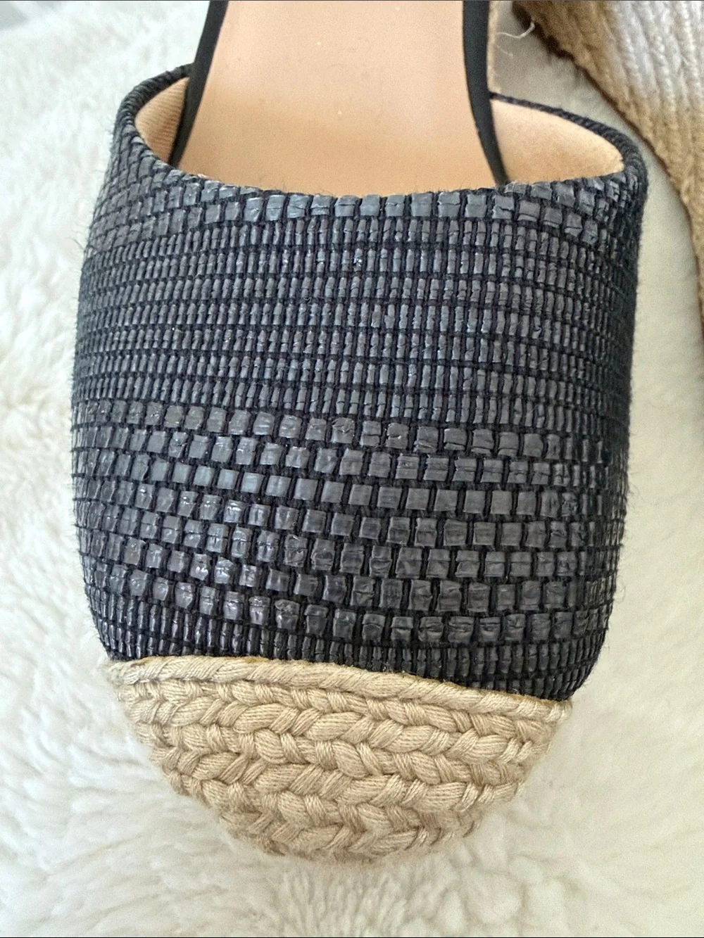 Lauren Ralph Lauren Black Woven Espadrille Wedge Sandals